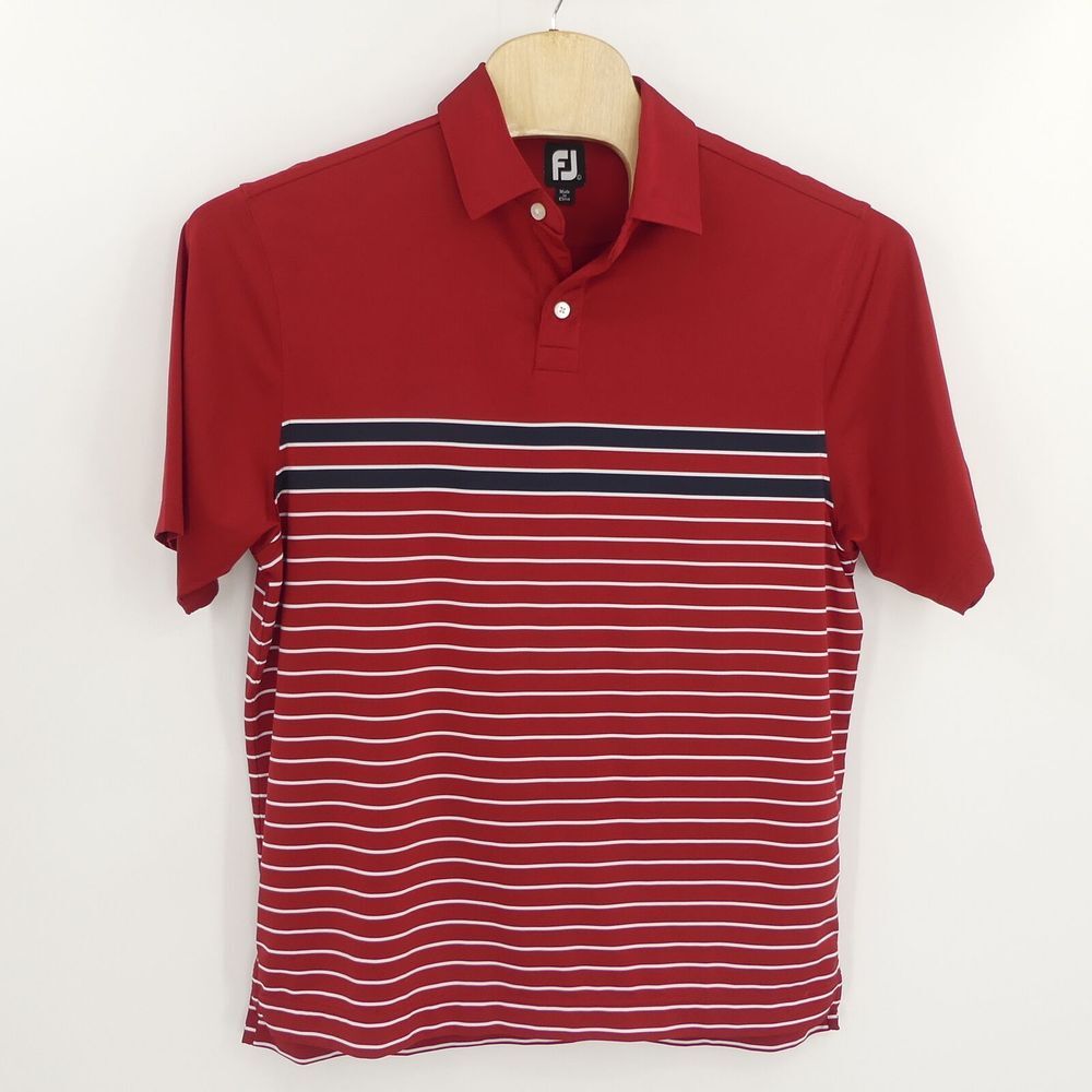 FootJoy Polo Shirt Dark Red with Black Stripe Men's Large L‎